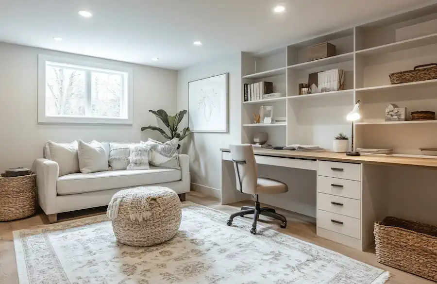 Basement offices don't have to be dark and dingey. 